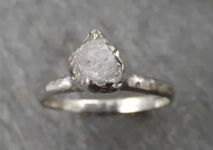 rough diamond engagement ring raw 14k white gold ring wedding diamond solitaire rough diamond ring byangeline 1769 Alternative Engagement