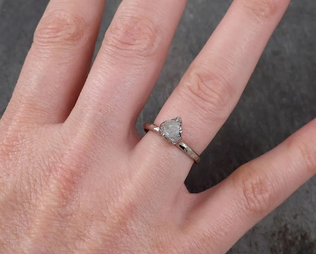 rough diamond engagement ring raw 14k white gold ring wedding diamond solitaire rough diamond ring byangeline 1769 Alternative Engagement