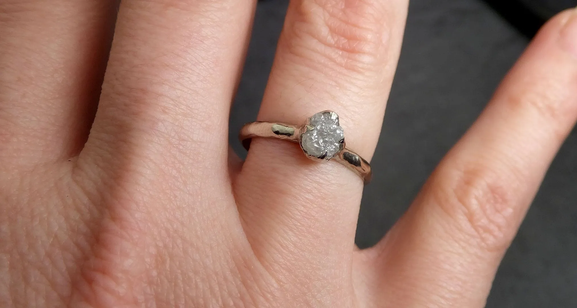 rough diamond engagement ring raw 14k white gold ring wedding diamond solitaire rough diamond ring byangeline 2117 Alternative Engagement