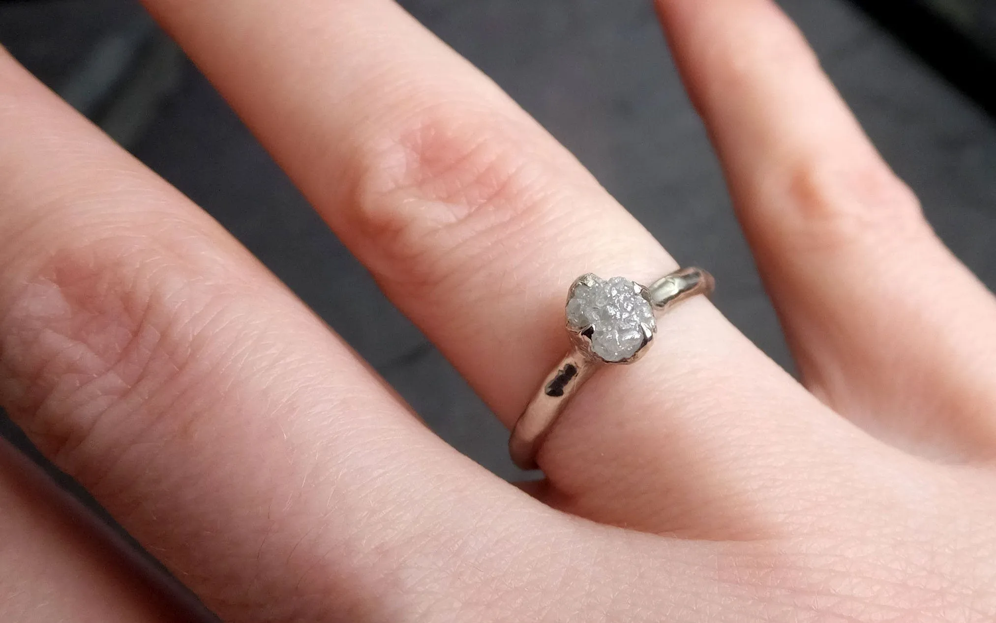 rough diamond engagement ring raw 14k white gold ring wedding diamond solitaire rough diamond ring byangeline 2117 Alternative Engagement