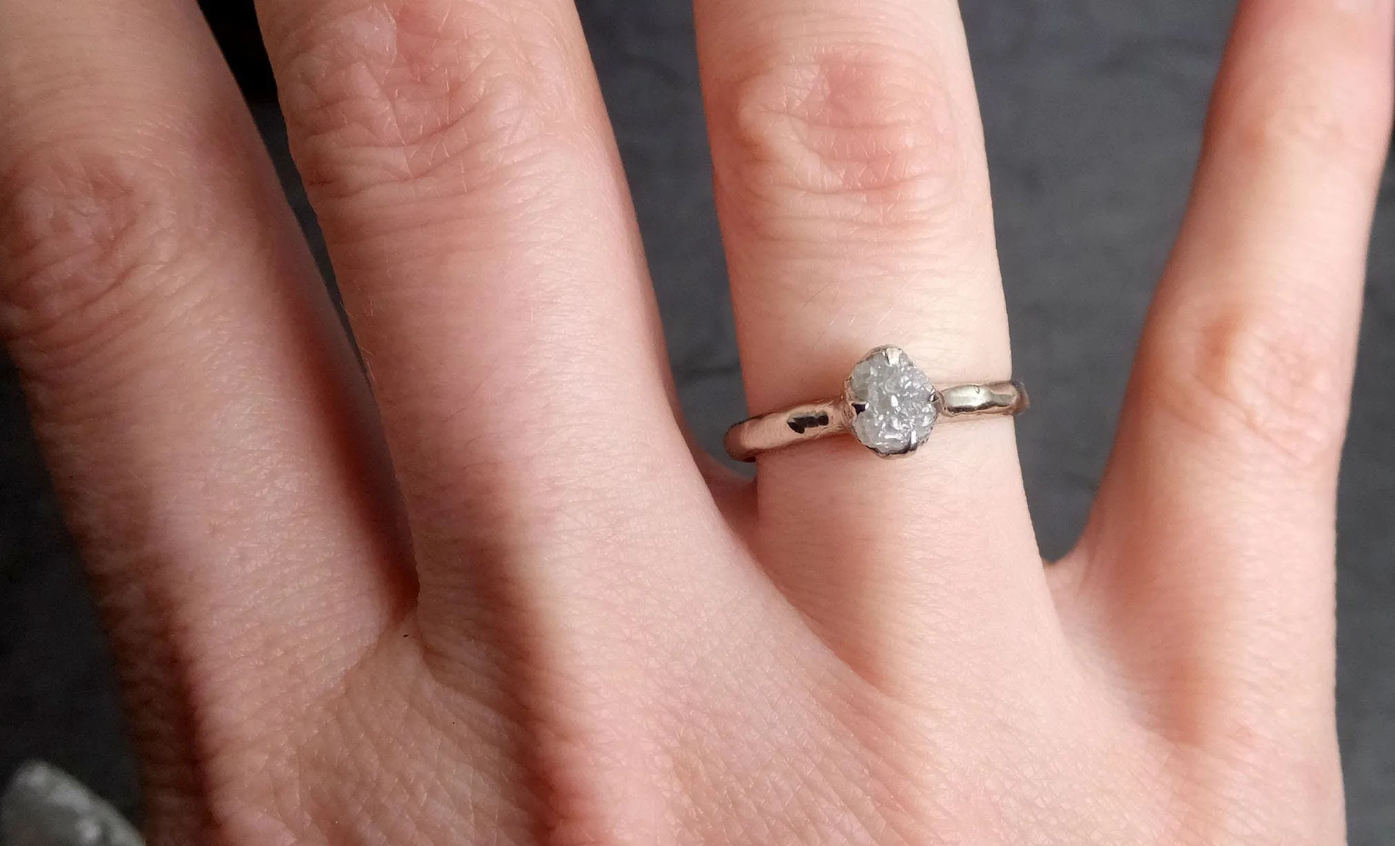 rough diamond engagement ring raw 14k white gold ring wedding diamond solitaire rough diamond ring byangeline 2117 Alternative Engagement