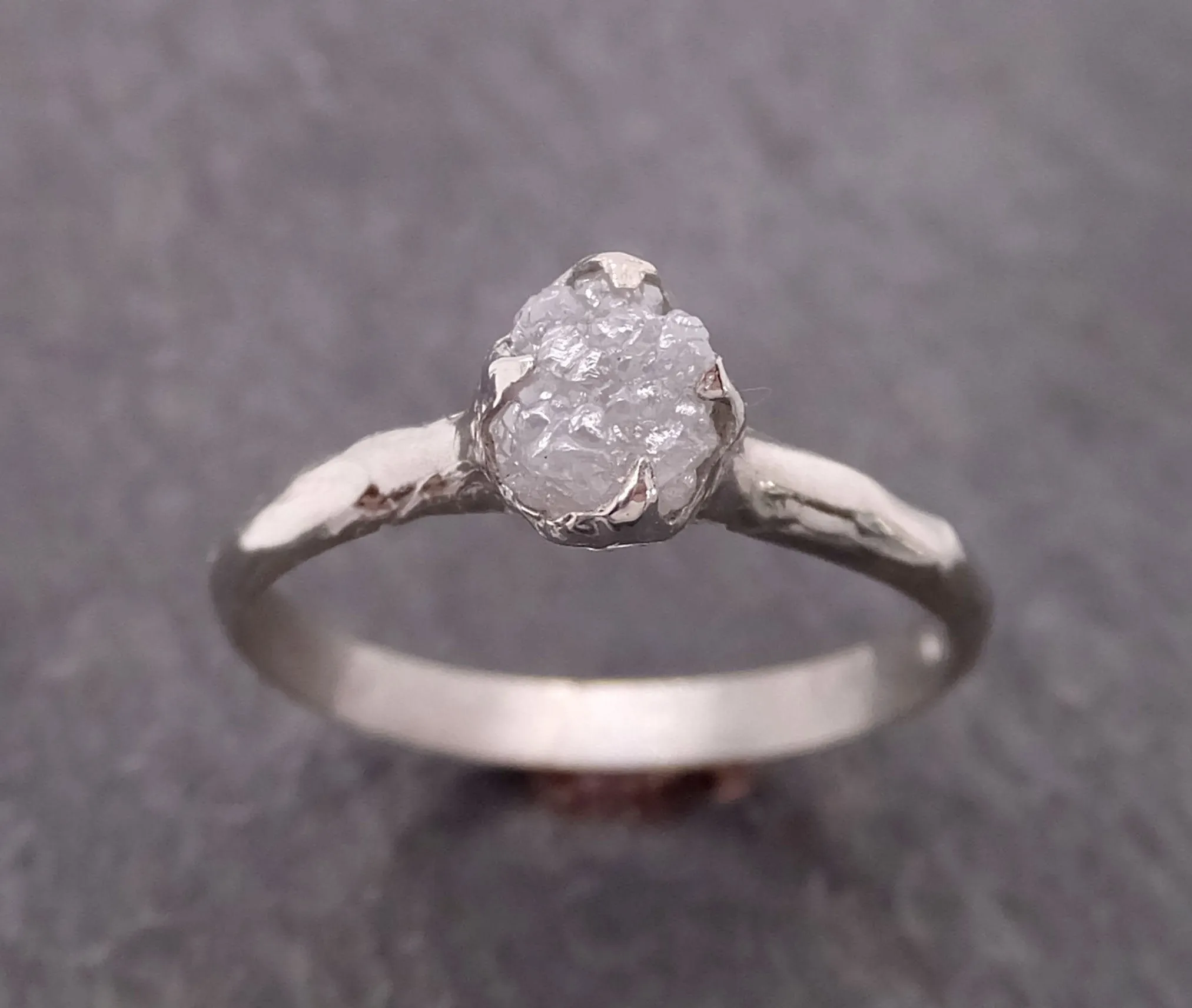 rough diamond engagement ring raw 14k white gold ring wedding diamond solitaire rough diamond ring byangeline 2117 Alternative Engagement