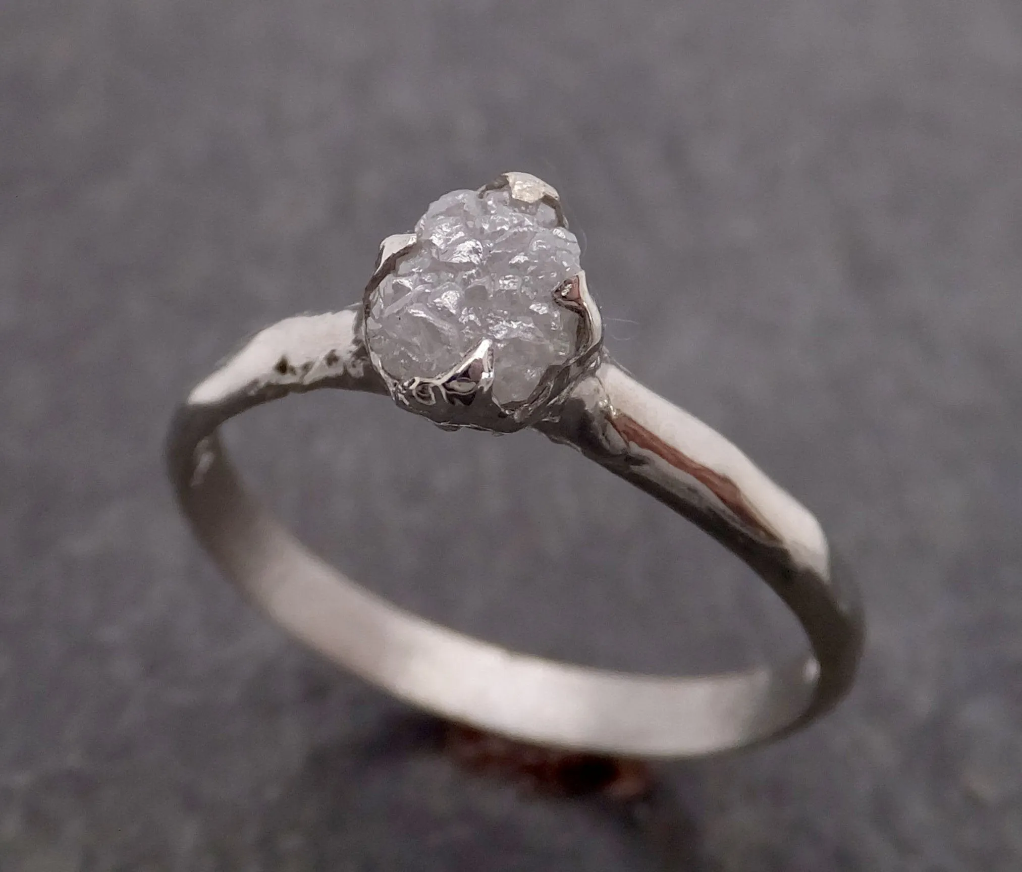rough diamond engagement ring raw 14k white gold ring wedding diamond solitaire rough diamond ring byangeline 2117 Alternative Engagement