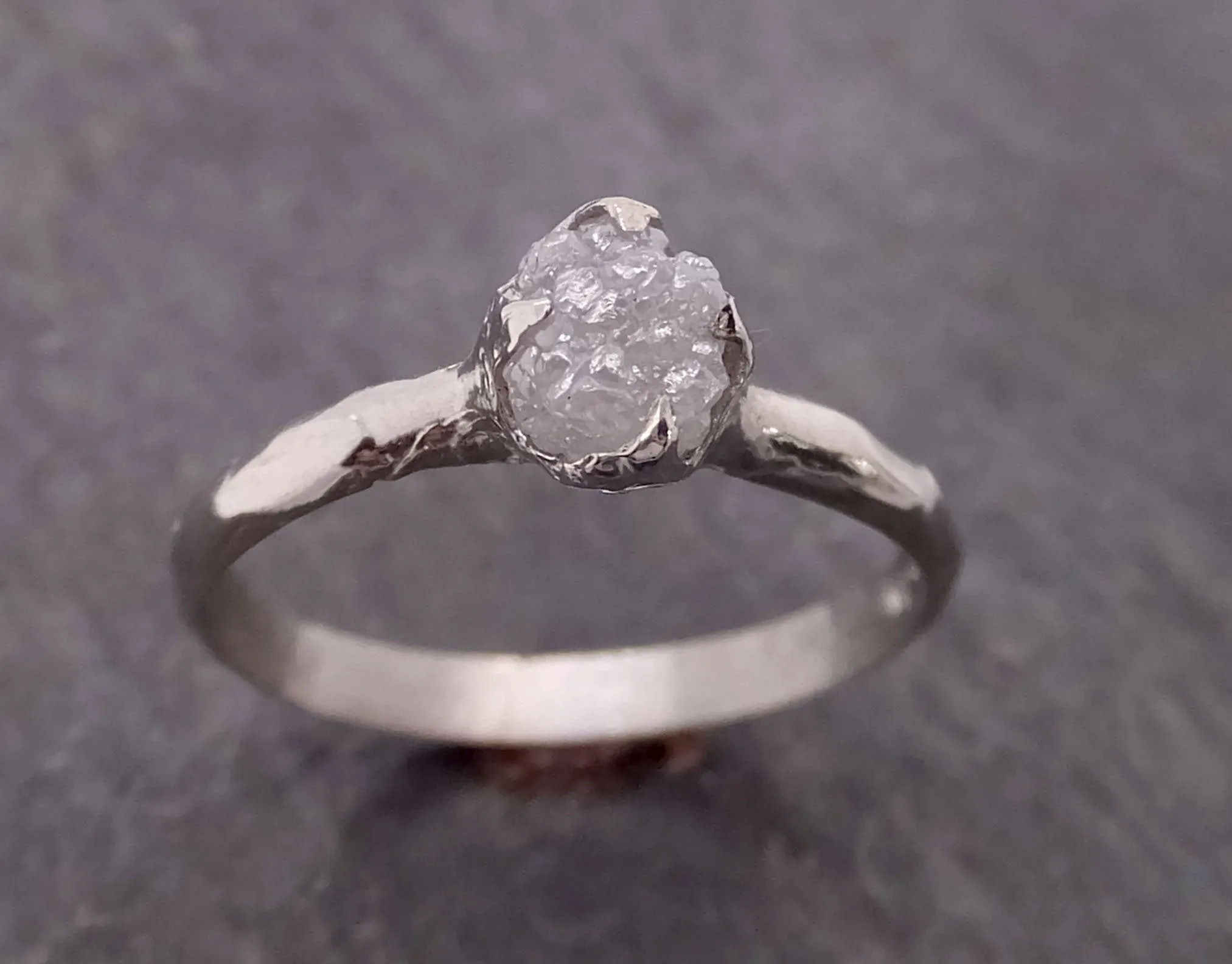 rough diamond engagement ring raw 14k white gold ring wedding diamond solitaire rough diamond ring byangeline 2117 Alternative Engagement