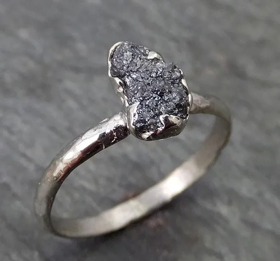 rough diamond engagement ring raw 14k white gold wedding ring wedding solitaire rough diamond ring byangeline 0271 Alternative Engagement