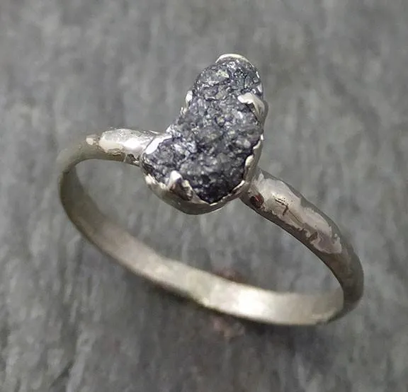 rough diamond engagement ring raw 14k white gold wedding ring wedding solitaire rough diamond ring byangeline 0271 Alternative Engagement