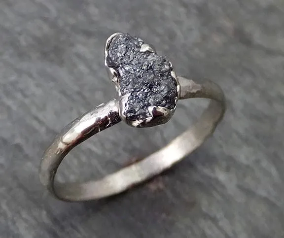 rough diamond engagement ring raw 14k white gold wedding ring wedding solitaire rough diamond ring byangeline 0271 Alternative Engagement