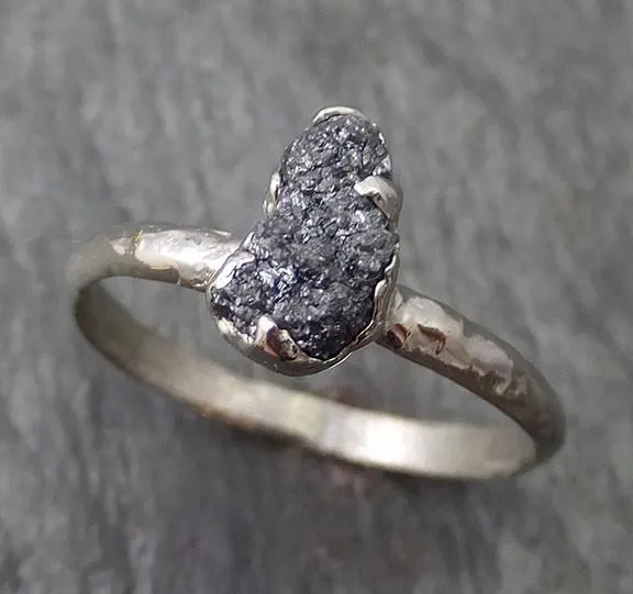 rough diamond engagement ring raw 14k white gold wedding ring wedding solitaire rough diamond ring byangeline 0271 Alternative Engagement