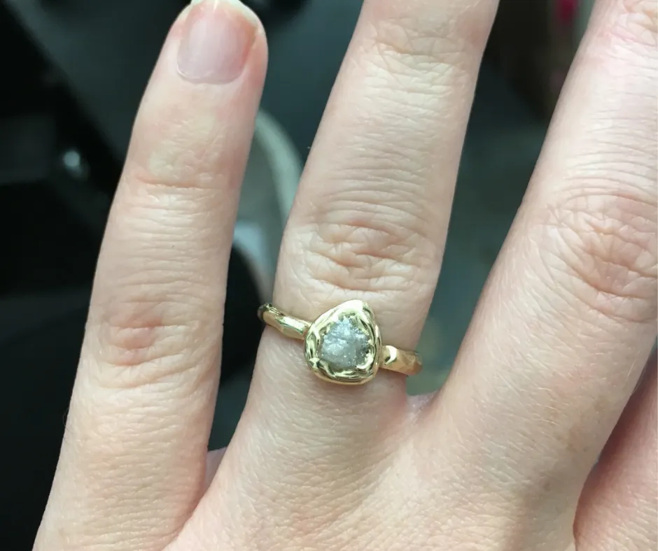 Rough Diamond Solitaire Ring - Size 7
