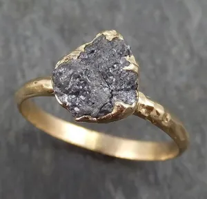 rough raw black grey diamond engagement ring raw 14k yellow gold wedding ring wedding solitaire rough diamond ring byangeline 0300 Alternative Engagement