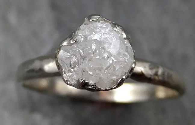 rough uncut diamond engagement ring rough diamond solitaire 14k white gold conflict free diamond wedding promise byangeline 0459 Alternative Engagement