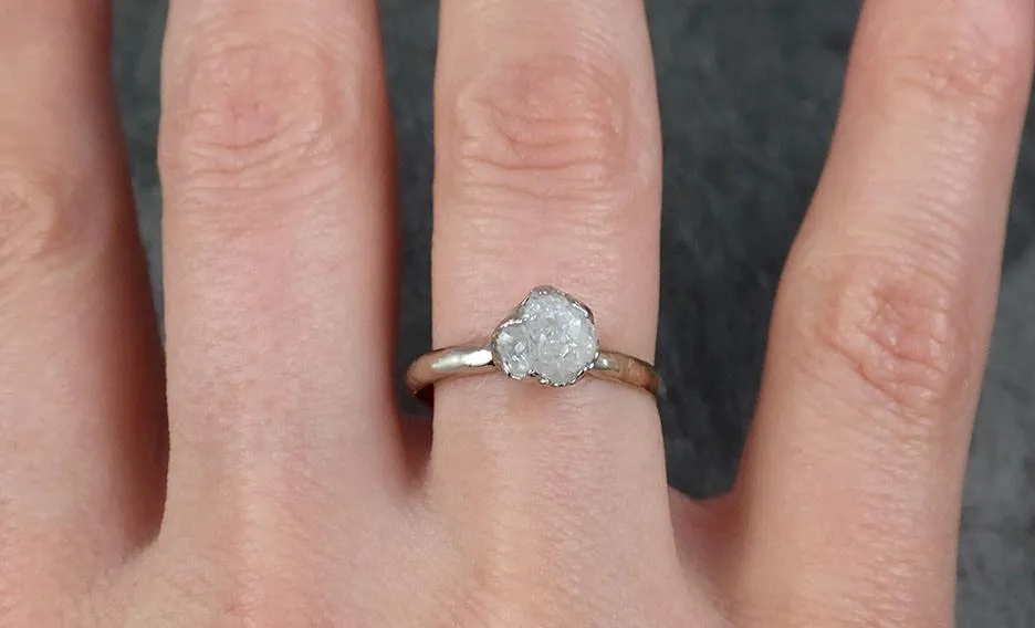 rough uncut diamond engagement ring rough diamond solitaire 14k white gold conflict free diamond wedding promise byangeline 0459 Alternative Engagement