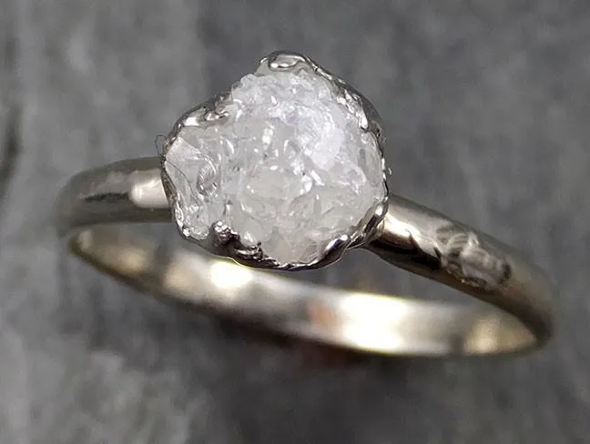 rough uncut diamond engagement ring rough diamond solitaire 14k white gold conflict free diamond wedding promise byangeline 0459 Alternative Engagement