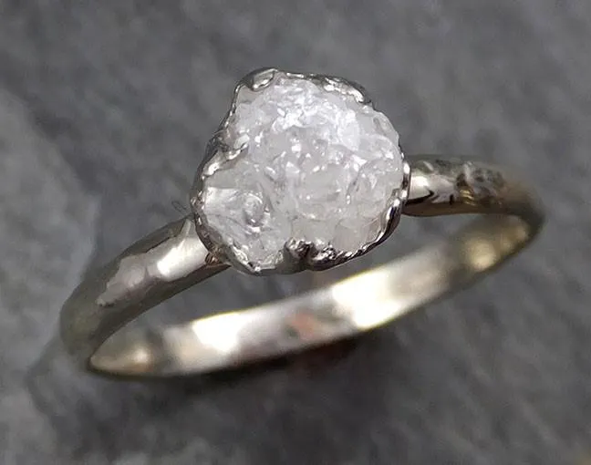 rough uncut diamond engagement ring rough diamond solitaire 14k white gold conflict free diamond wedding promise byangeline 0459 Alternative Engagement