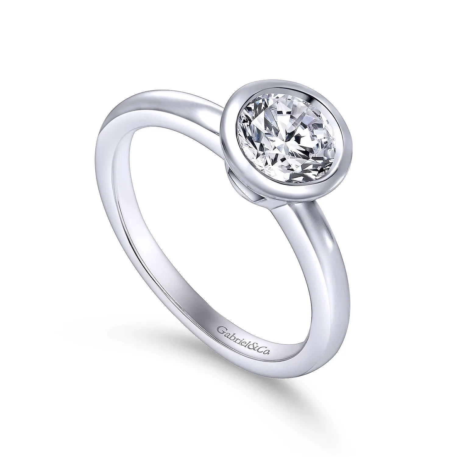 Round Bezel Diamond Solitaire Engagement Ring Mounting