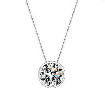 round design 925 solid sterling silver ladies pendant necklaces jewelry