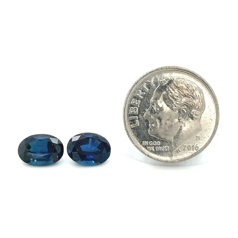 Royal Blue Sapphire Pair, 3.82 Carats Total, Loose Gemstones for Earrings