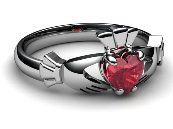 RUBY PLATINUM Claddagh Ring