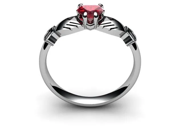 RUBY PLATINUM Claddagh Ring