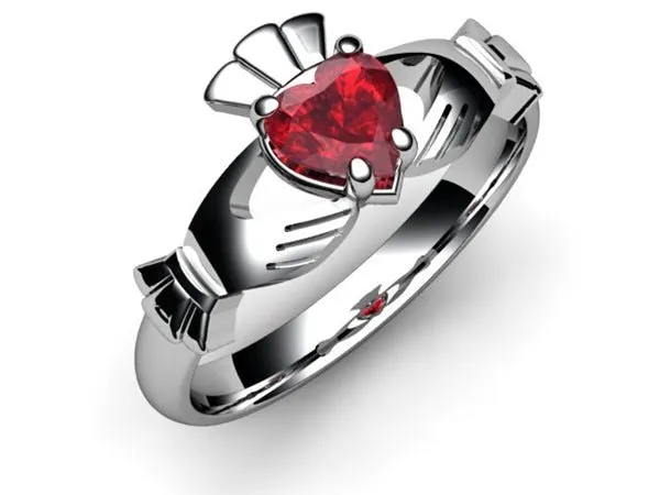 RUBY PLATINUM Claddagh Ring