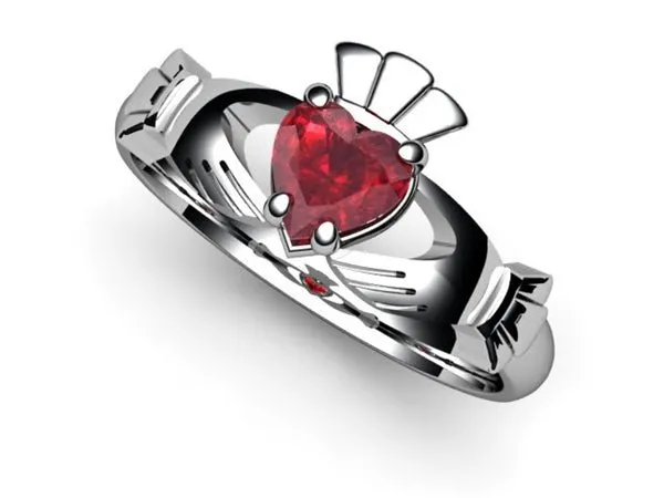 RUBY PLATINUM Claddagh Ring