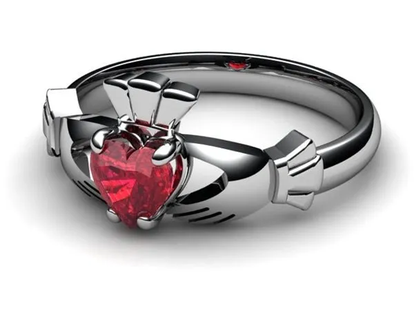 RUBY PLATINUM Claddagh Ring