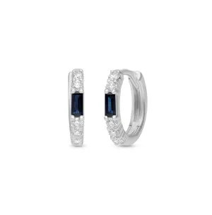 Sabel Collection Blue Sapphire and Diamond Huggie Hoop Earrings
