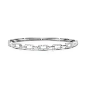 Sabel Collection White Gold Halfway Diamond Link Bangle