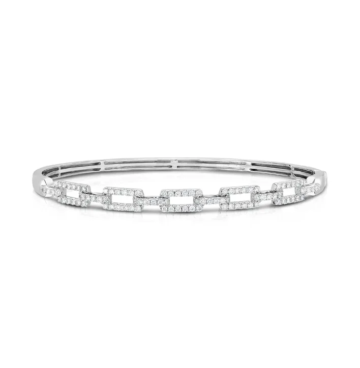 Sabel Collection White Gold Halfway Diamond Link Bangle