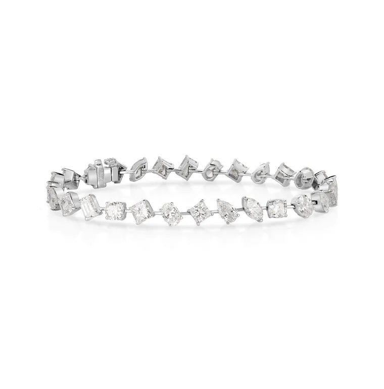 Sabel Collection White Gold Multi-Shape Diamond Station Bracelet