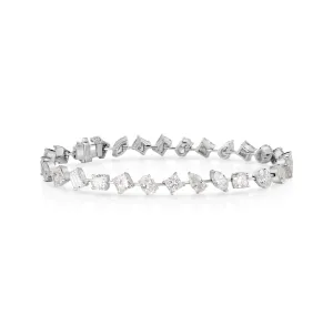 Sabel Collection White Gold Multi-Shape Diamond Station Bracelet