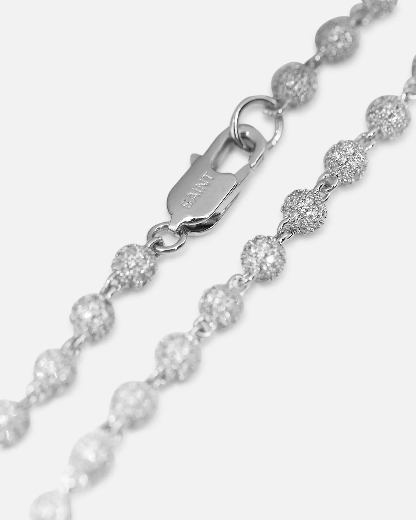 Saint Morta 4mm Iced Ball Bracelet White Gold