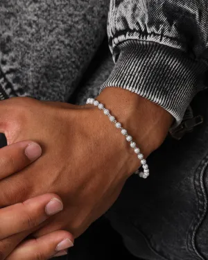 Saint Morta 4mm Iced Ball Bracelet White Gold