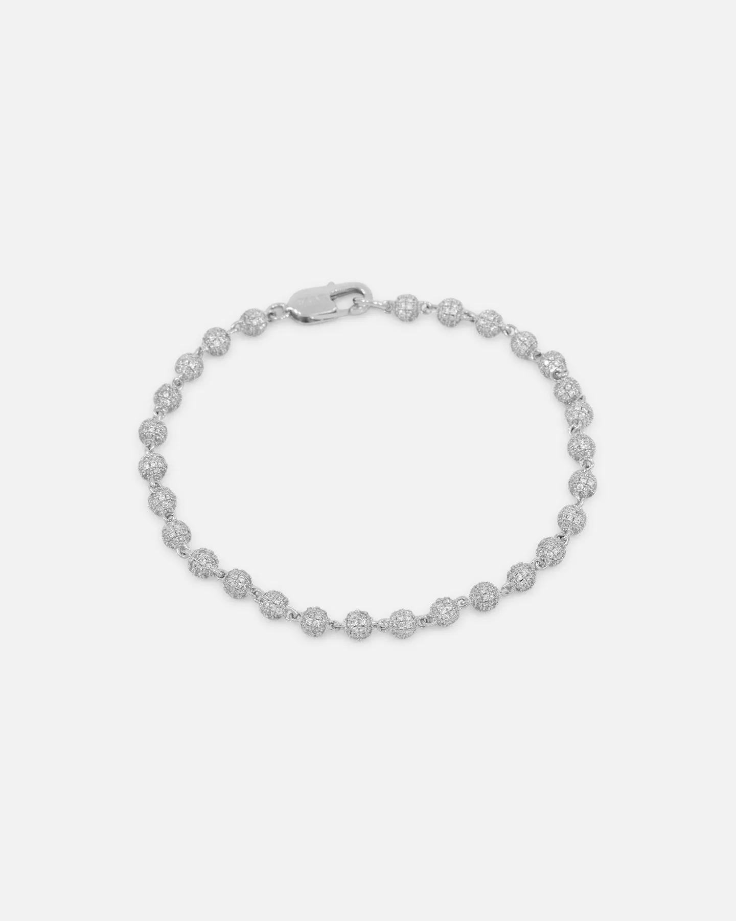 Saint Morta 4mm Iced Ball Bracelet White Gold
