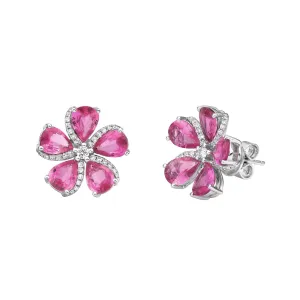 Sakura Pink Sapphire Flower Earrings