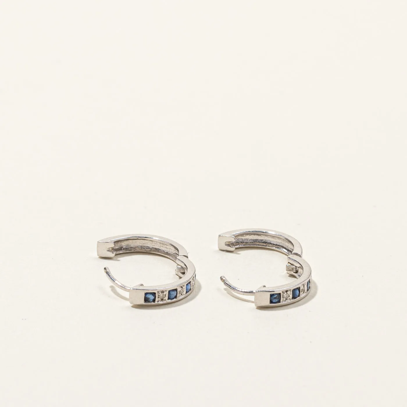 Sapphire & Diamond Huggie Earrings | 0.16ctw | 0.03ctw |