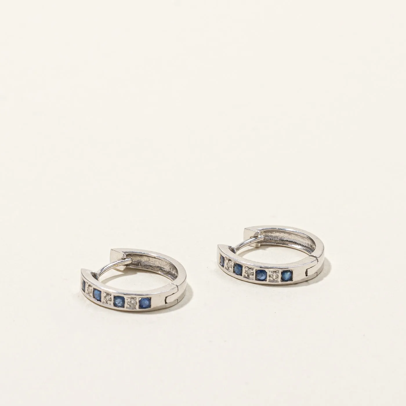 Sapphire & Diamond Huggie Earrings | 0.16ctw | 0.03ctw |
