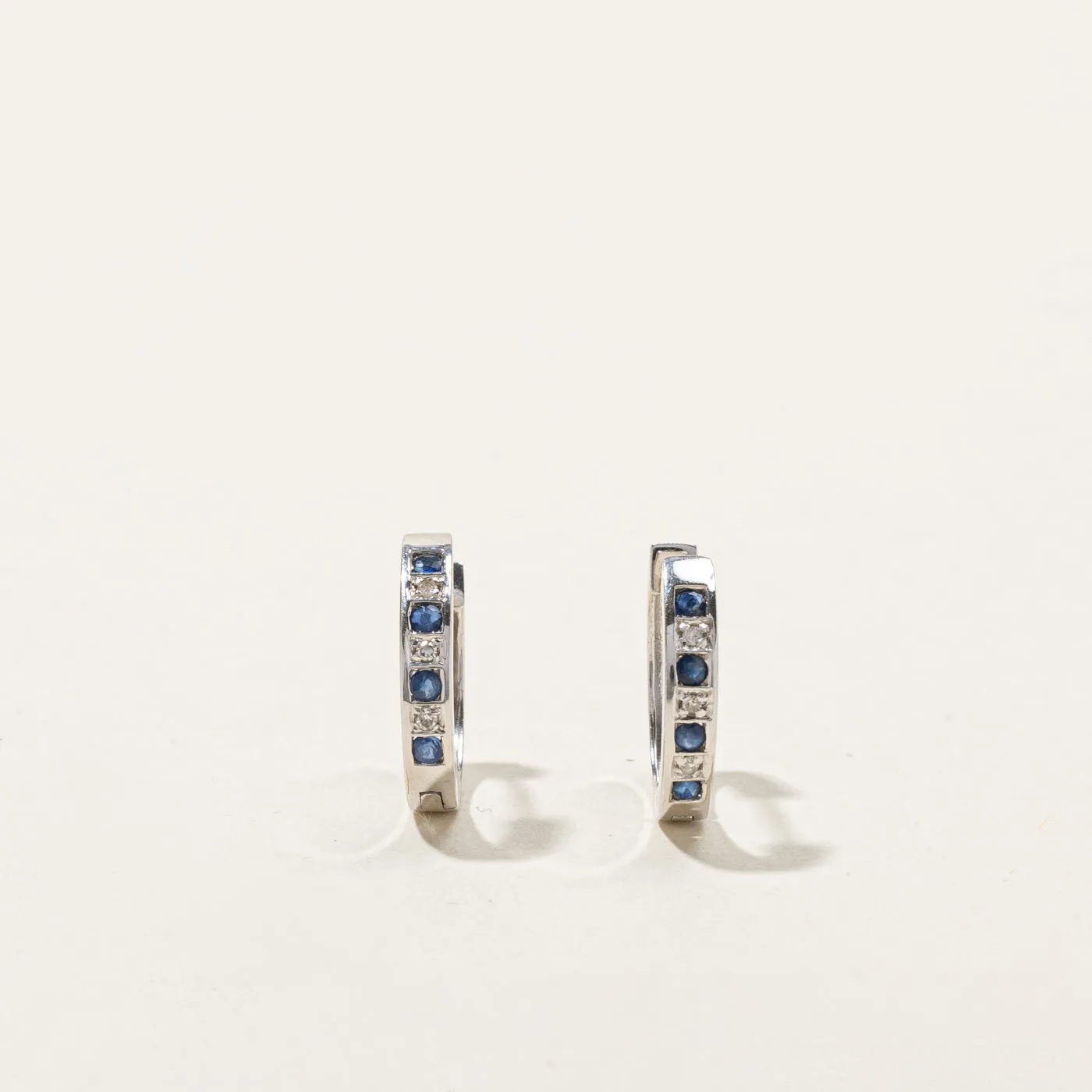 Sapphire & Diamond Huggie Earrings | 0.16ctw | 0.03ctw |