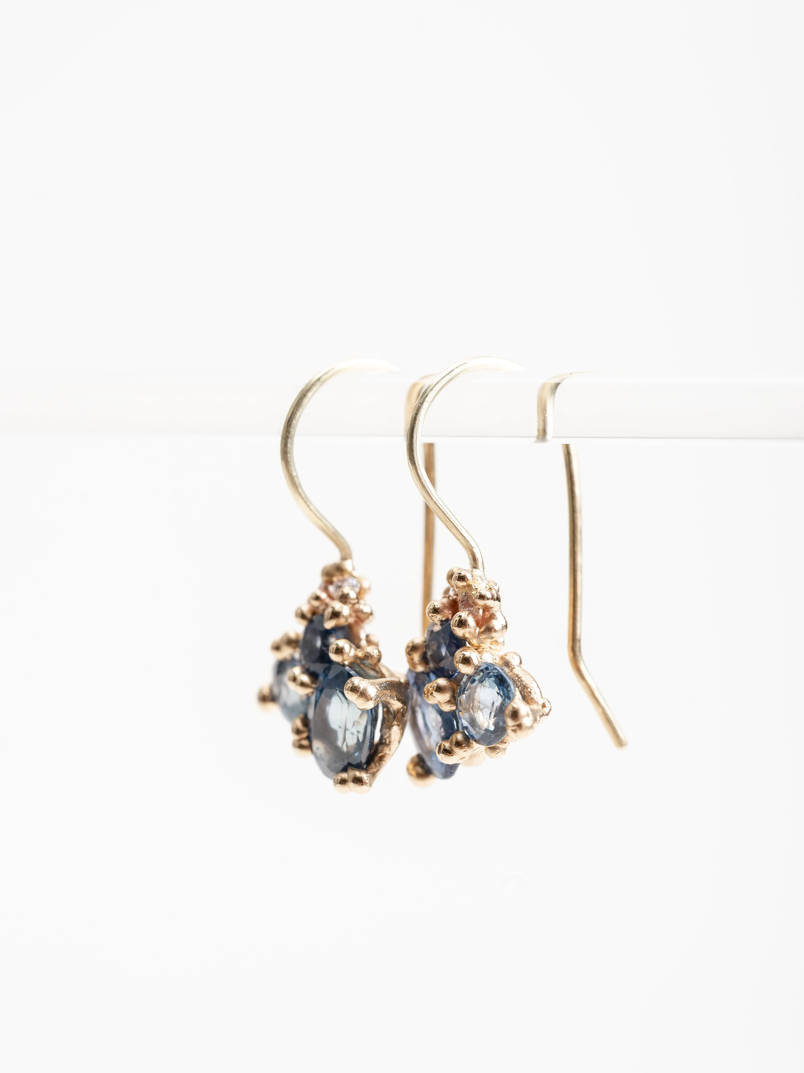 sapphire cluster diamond earrings