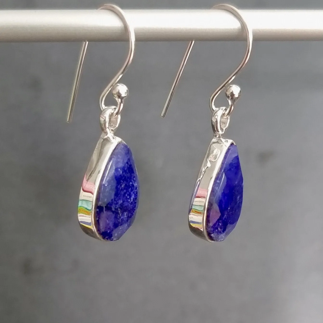 Sapphire Teardrop 14mm x 10mm 925 Sterling Silver Earrings, E11S