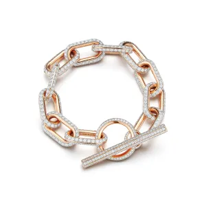 SAXON JUMBO 18K CHAIN LINK ALL DIAMOND TOGGLE BRACELET