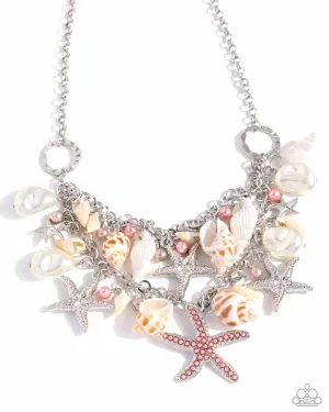 Seashell Shanty - Multi - Rhinestone and Pearl Starfish Paparazzi Short Necklace - 2024 Empower Me Pink Exclusive