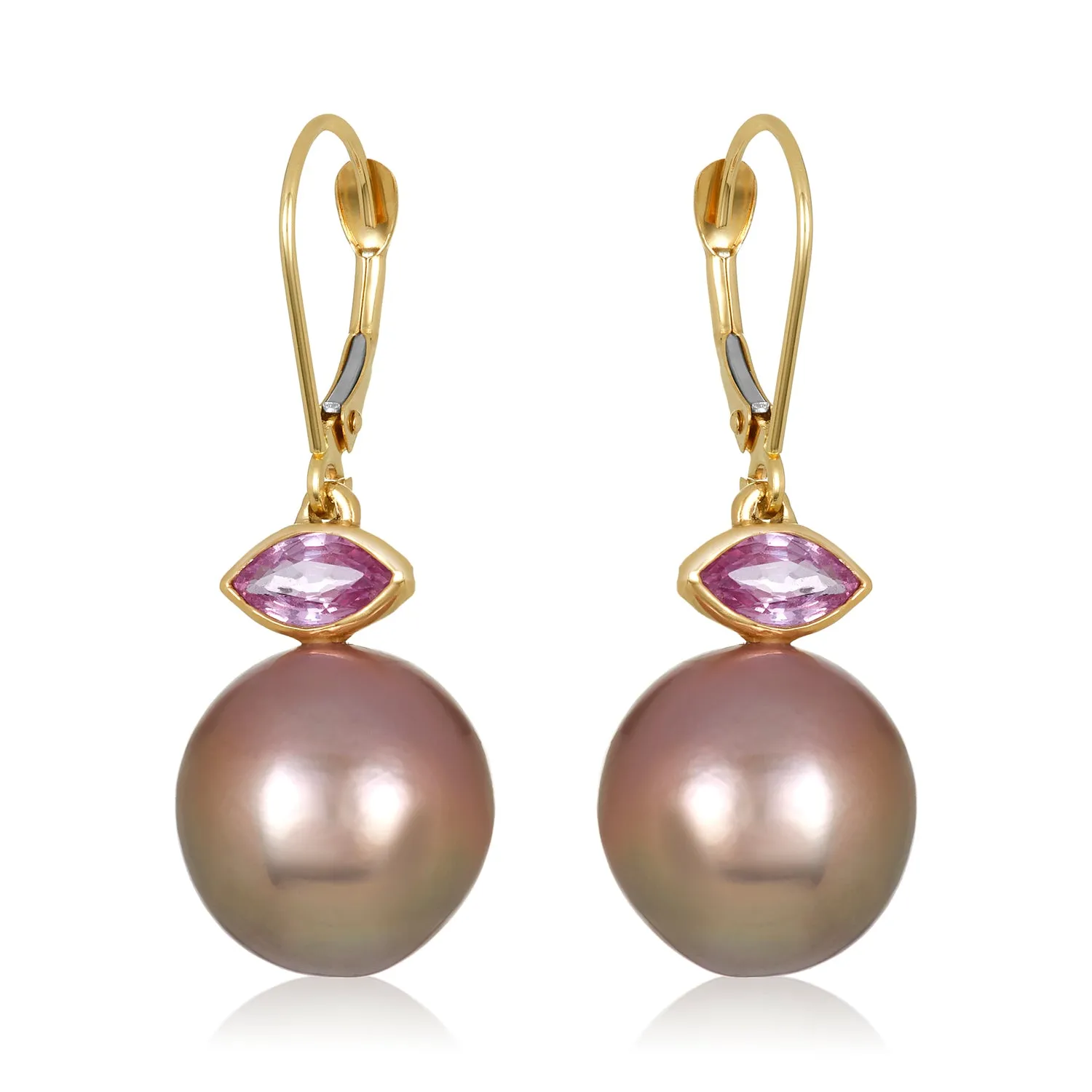 See Me In Pink Pearl Earrings in 14k