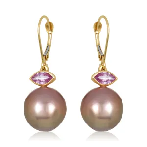 See Me In Pink Pearl Earrings in 14k
