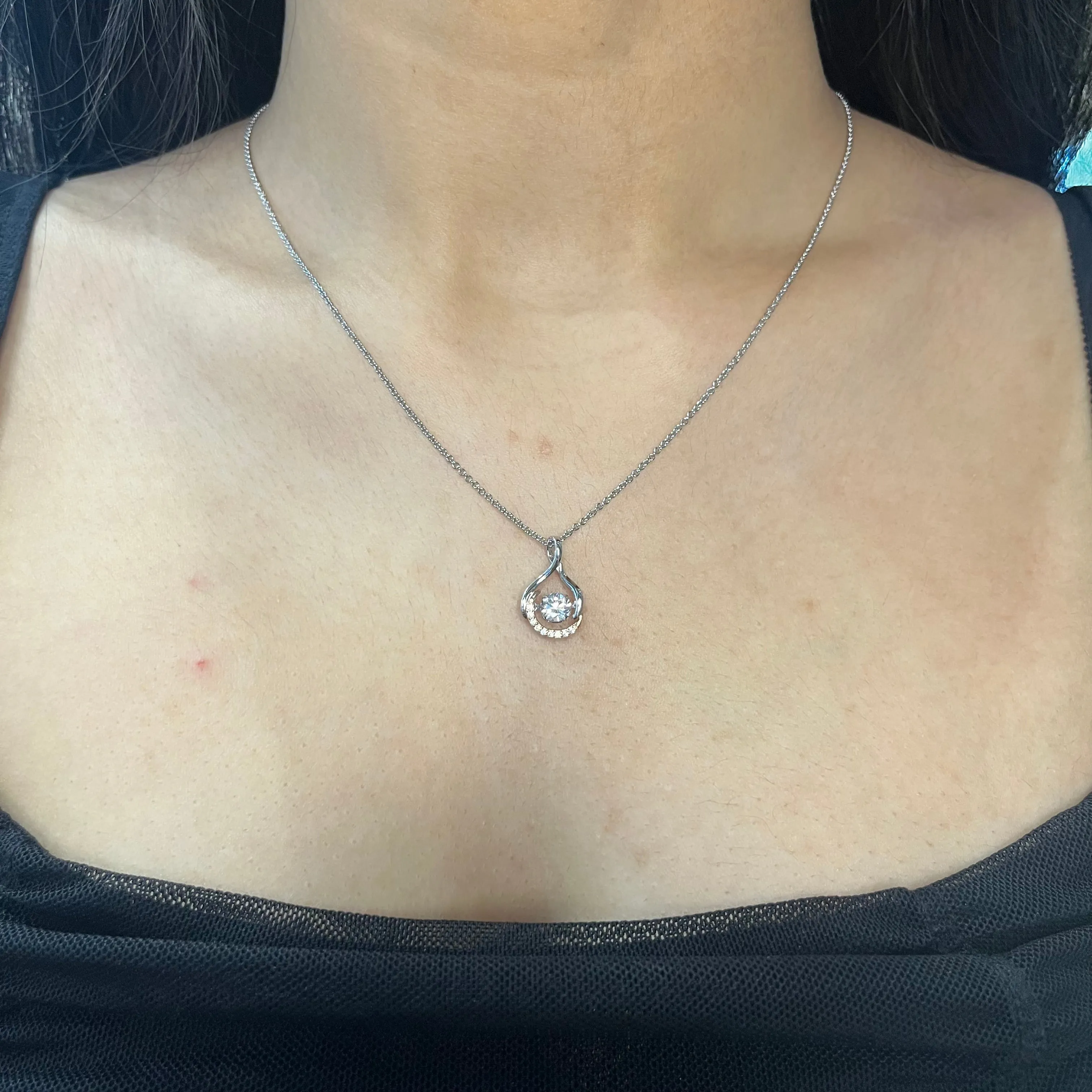 Sentimental Expressions Sterling Silver Rhodium and Rose Gold Plated Warm Embrace CZ Necklace