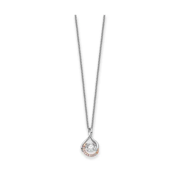 Sentimental Expressions Sterling Silver Rhodium and Rose Gold Plated Warm Embrace CZ Necklace