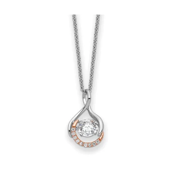 Sentimental Expressions Sterling Silver Rhodium and Rose Gold Plated Warm Embrace CZ Necklace