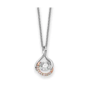 Sentimental Expressions Sterling Silver Rhodium and Rose Gold Plated Warm Embrace CZ Necklace