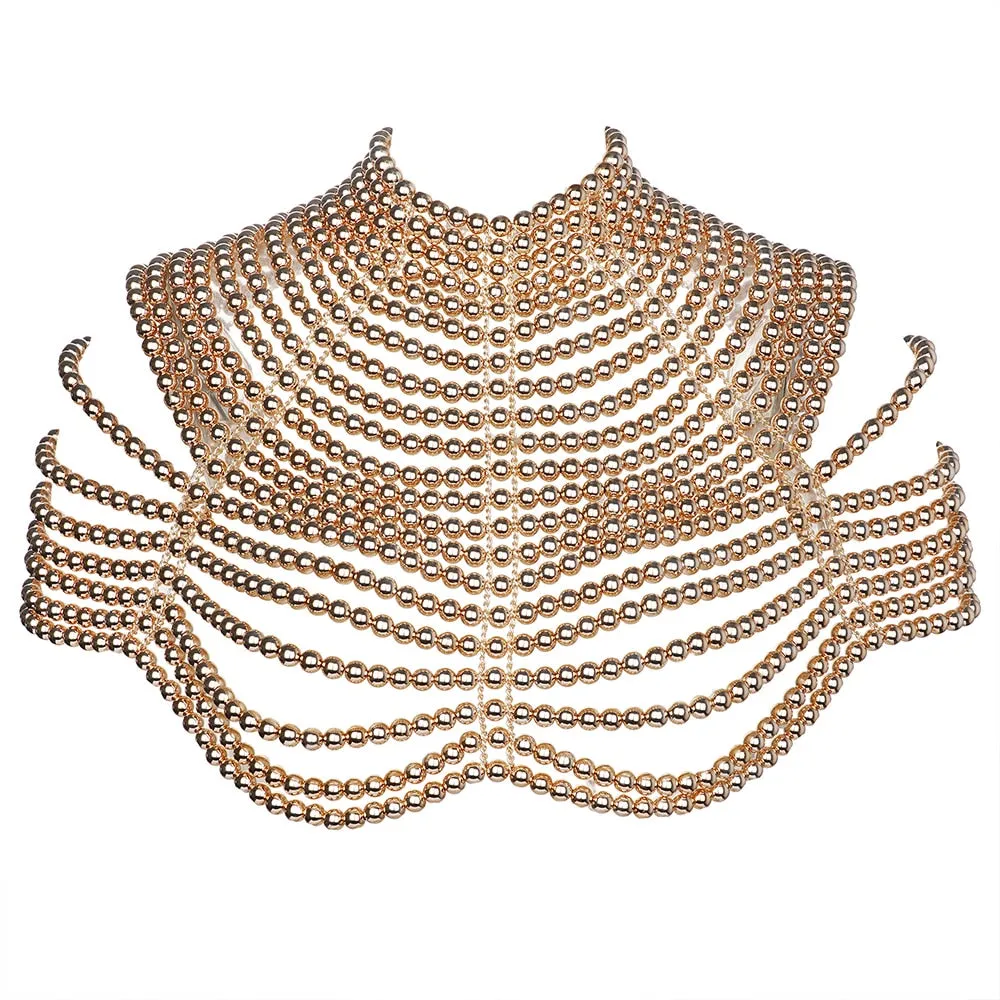 Sexy Women's Pearl Body Chain Bra Adjustable Size Shawl Necklaces Collar Shoulder Fashion Tops Chain Necklaces Body Jewelry