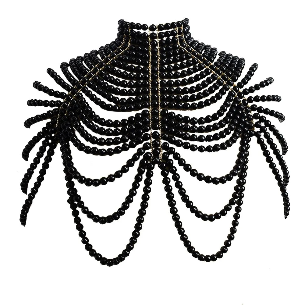 Sexy Women's Pearl Body Chain Bra Adjustable Size Shawl Necklaces Collar Shoulder Fashion Tops Chain Necklaces Body Jewelry